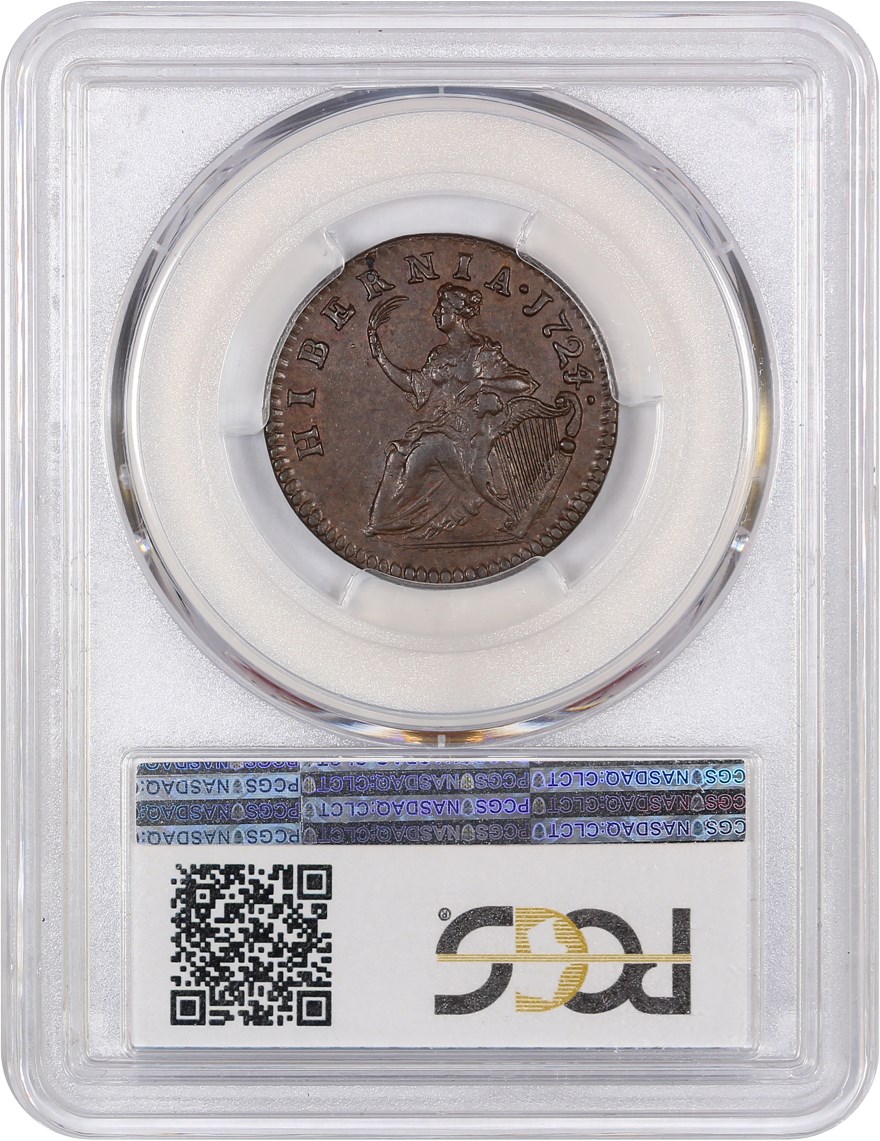image for: 1724 Hibernia 1/2 P PCGS AU58