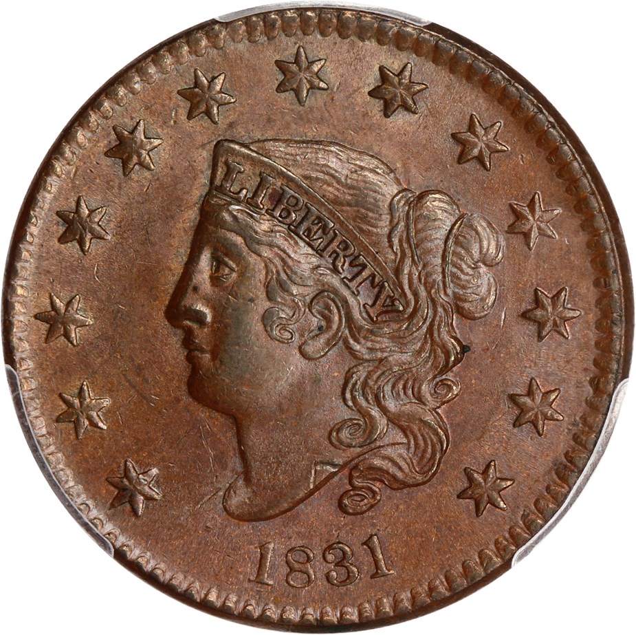 image for: 1831 1c PCGS/CAC MS62 BN (Large Letters)