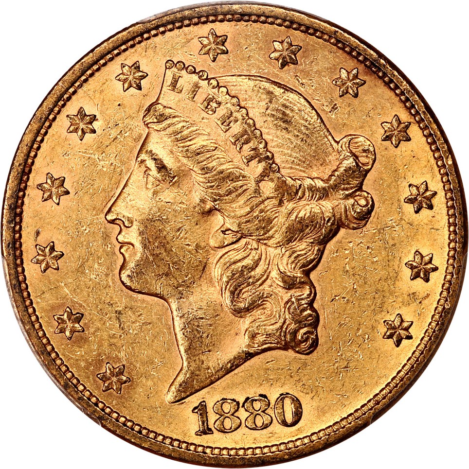 image for: 1880 $20 PCGS/CAC AU58
