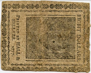 image for: FR. CC61 Feb. 26, 1777 $8 Continental Currency PMG Very Fine 25