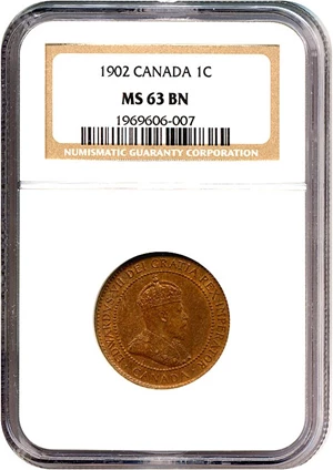 image for: Canada: 1902 1c NGC MS63 BN