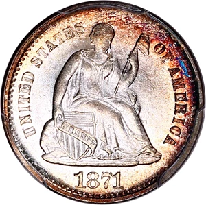 image for: 1871-S H10c PCGS MS65