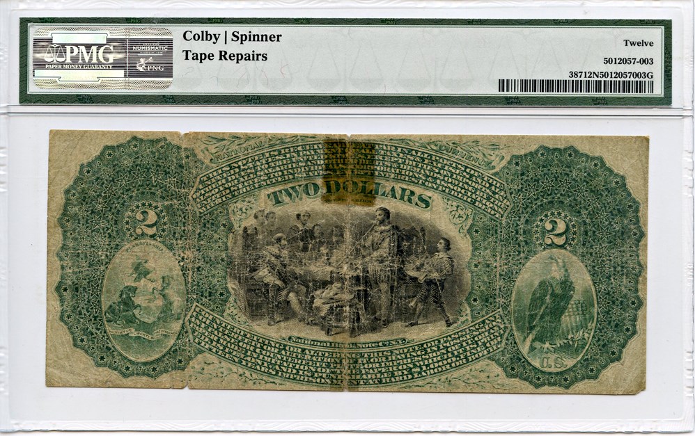 image for: FR. 387 Original 1st Charter Period $2 Selins Gove, PA PMG Net Fine 12 (Tape Repairs)