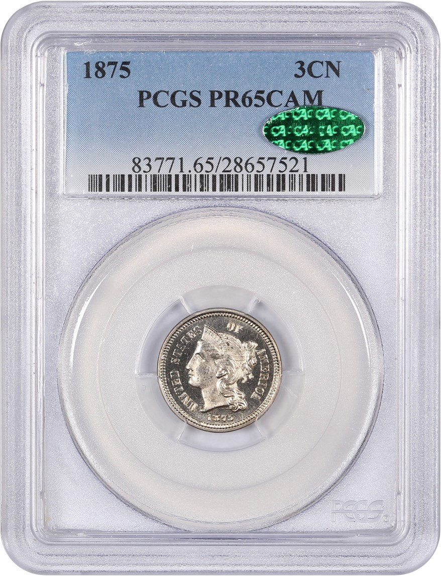 image for: 1875 3cN PCGS/CAC Proof 65 CAM