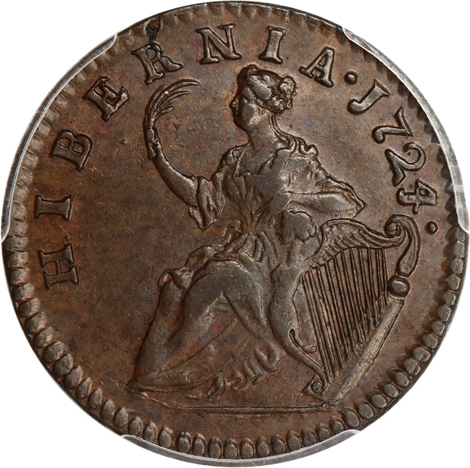 image for: 1724 Hibernia 1/2 P PCGS AU58