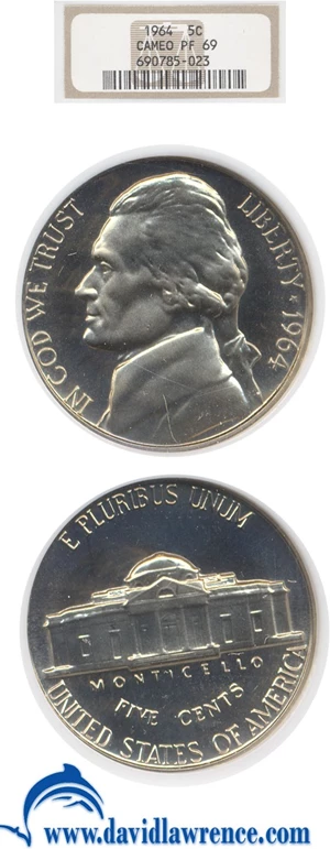 image for: 1964 5c NGC Proof 69 Cameo
