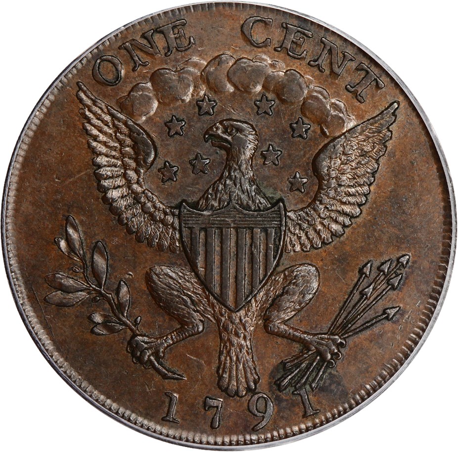 image for: 1791 Washington Cent PCGS/CAC AU58 (Small Eagle)