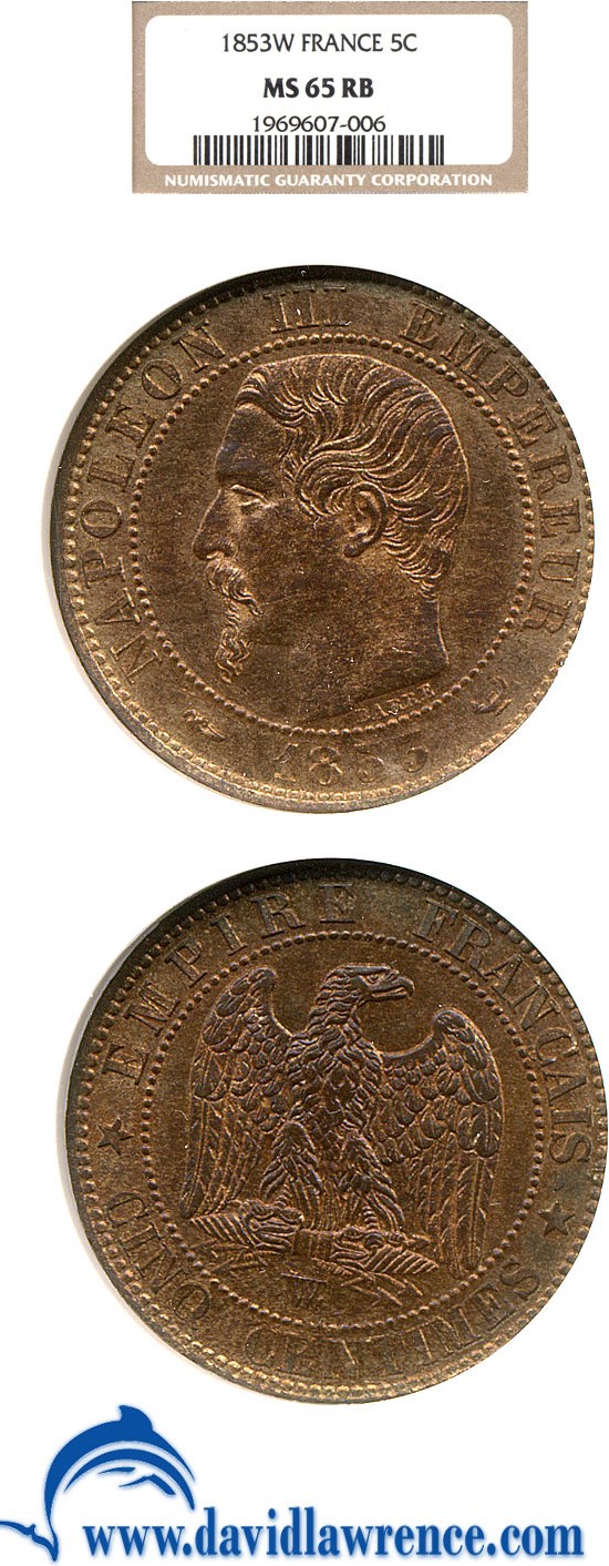 1853-D 5c MS RB