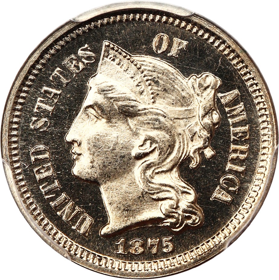 image for: 1875 3cN PCGS/CAC Proof 65 CAM