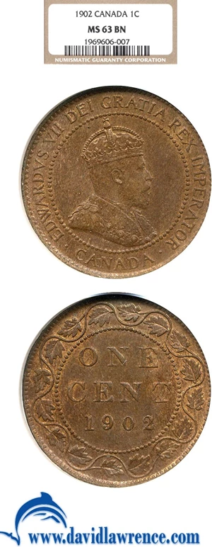 image for: Canada: 1902 1c NGC MS63 BN