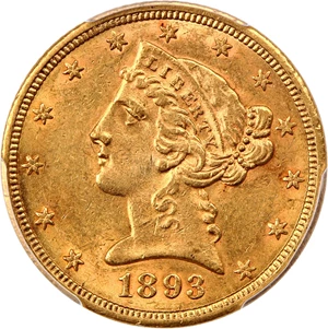 image for: 1893-CC $5 PCGS MS61