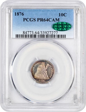 image for: 1876 10c PCGS/CAC Proof 64 CAM