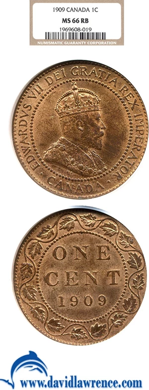image for: Canada: 1909 1c NGC MS66 RB