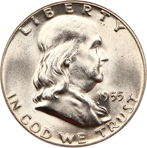 image for: 1955 50c ANACS MS63 FBL (Bugs Bunny Clashed Dies)