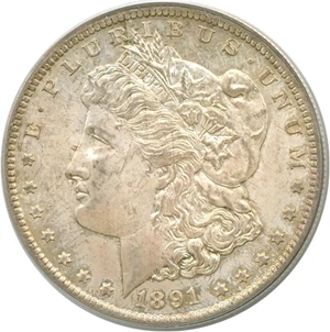image for: 1891-CC $1 PCGS MS64