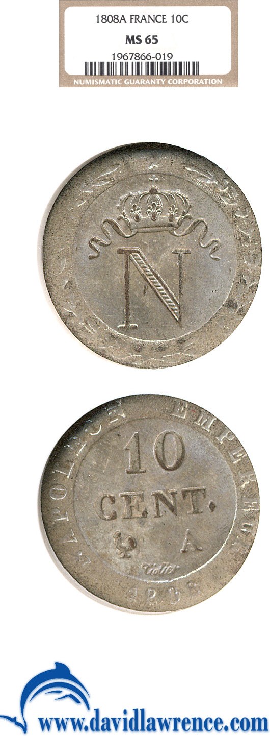 image for: France: 1808-A 10 Centime  NGC MS65 
