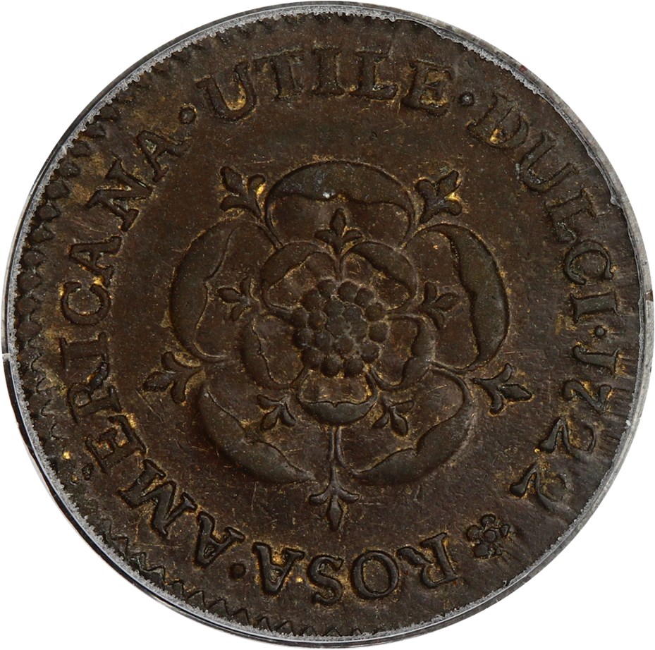 image for: 1722 Rosa Americana Penny PCGS/CAC AU55 (UTILE)
