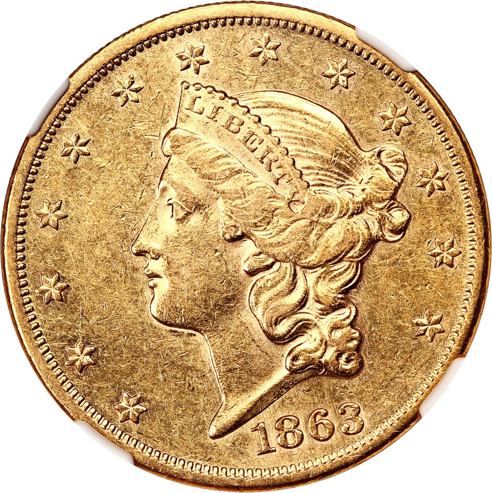image for: 1863 $20 NGC AU55