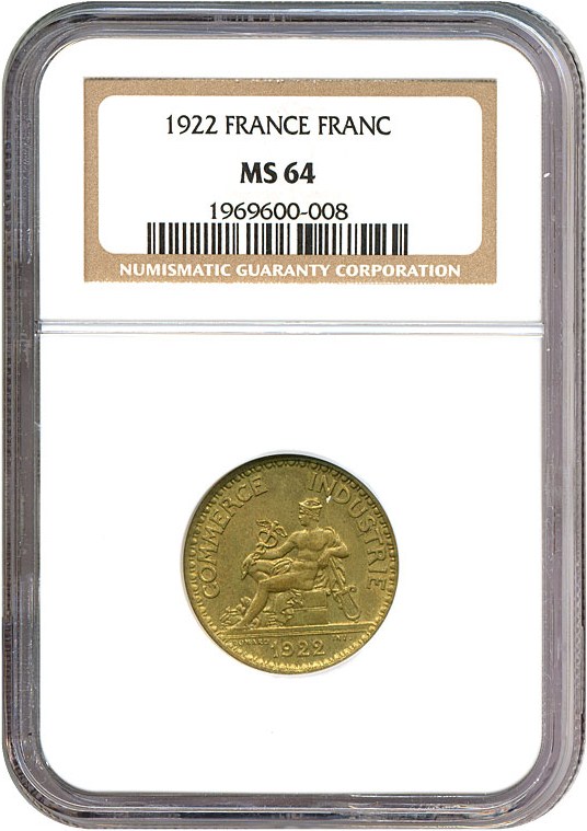 image for: France: 1922 1 Fr  NGC MS64   