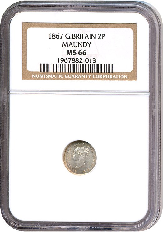 image for: Great Britain: 1867 2D Maundy  NGC MS66
