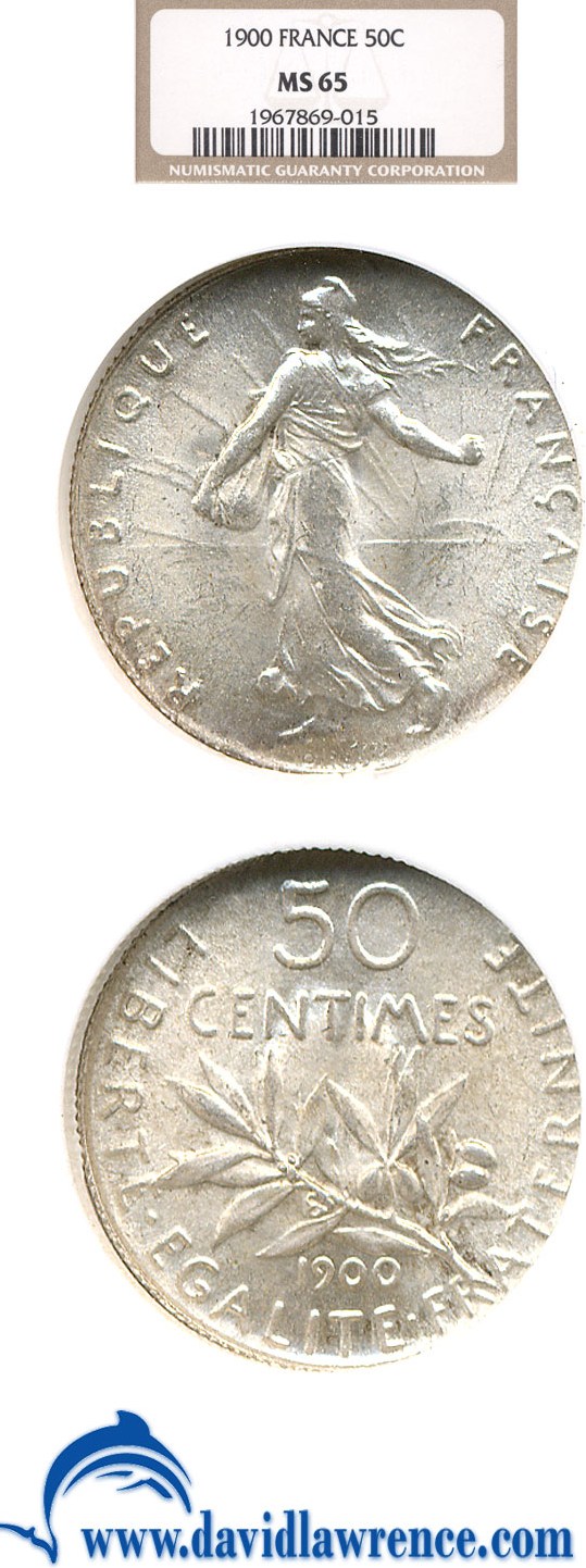 image for: France: 1900 50 Centime  NGC MS65   