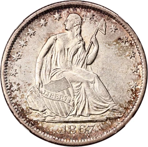 image for: 1867-S 50c NGC AU58