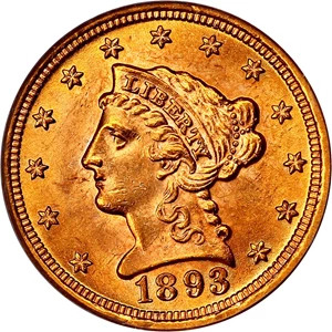 image for: 1893 2 1/2 PCGS MS63 (OGH)
