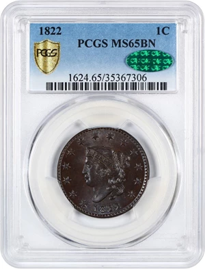 image for: 1822 1c PCGS/CAC MS65 BN