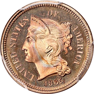 image for: 1865 3cN PCGS Proof 66