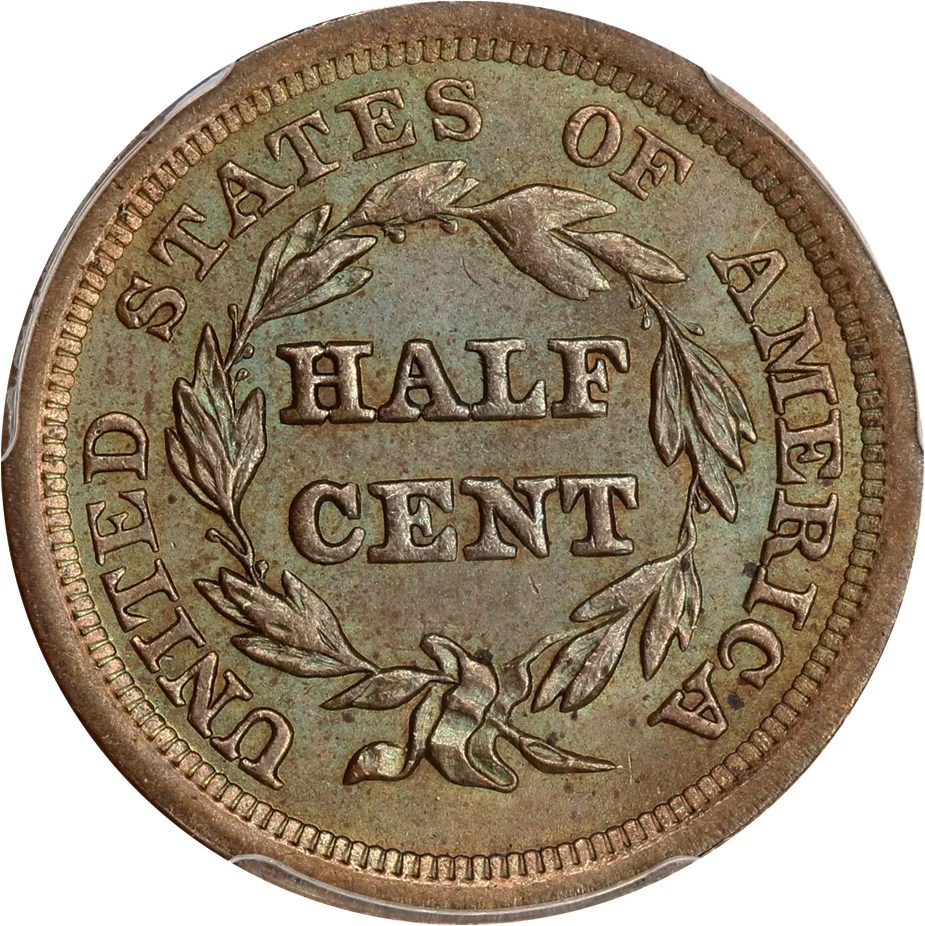 1851 Braided Hair Half Cent Early Copper Half Penny Coin Value
