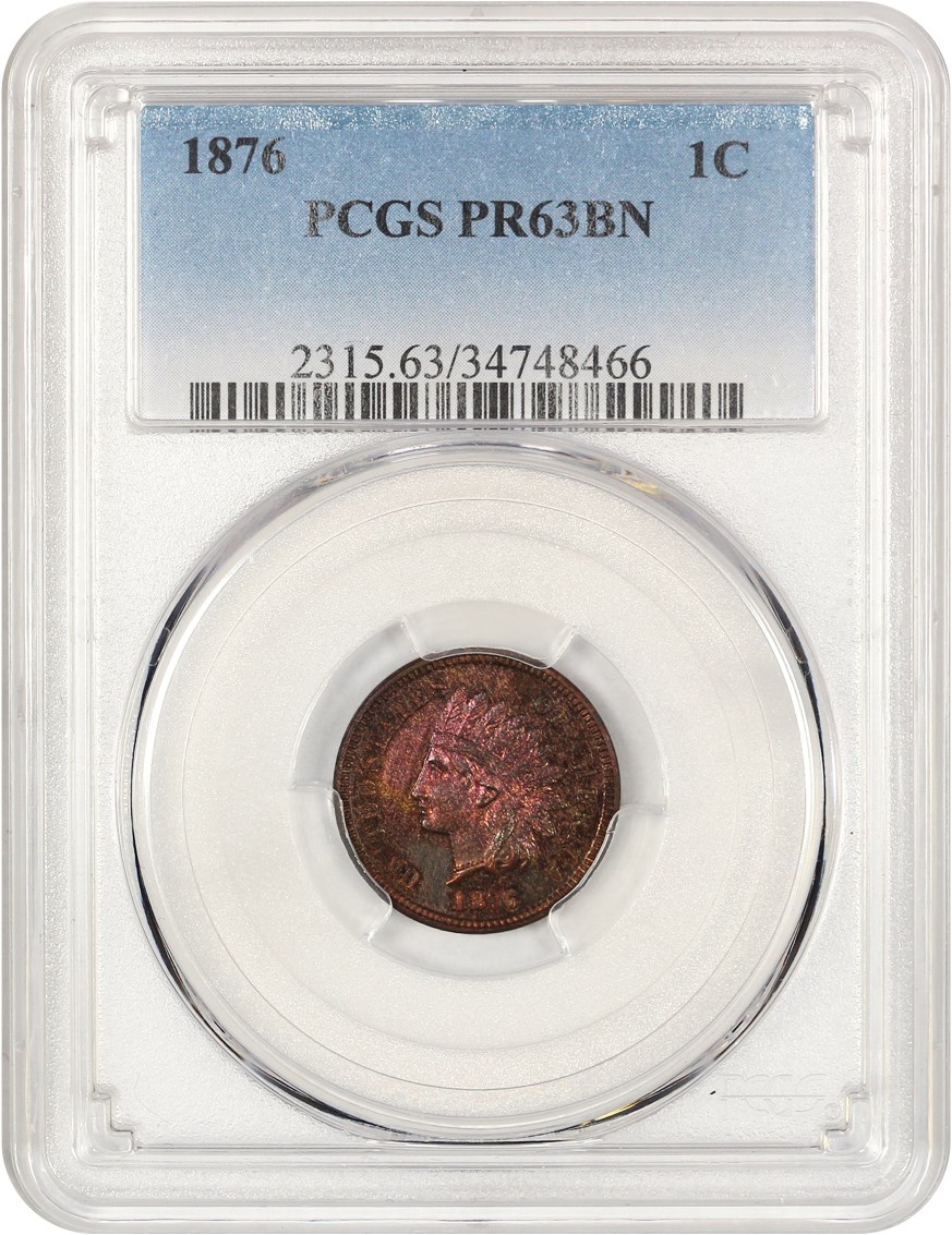 image for: 1876 1c PCGS Proof 63 BN
