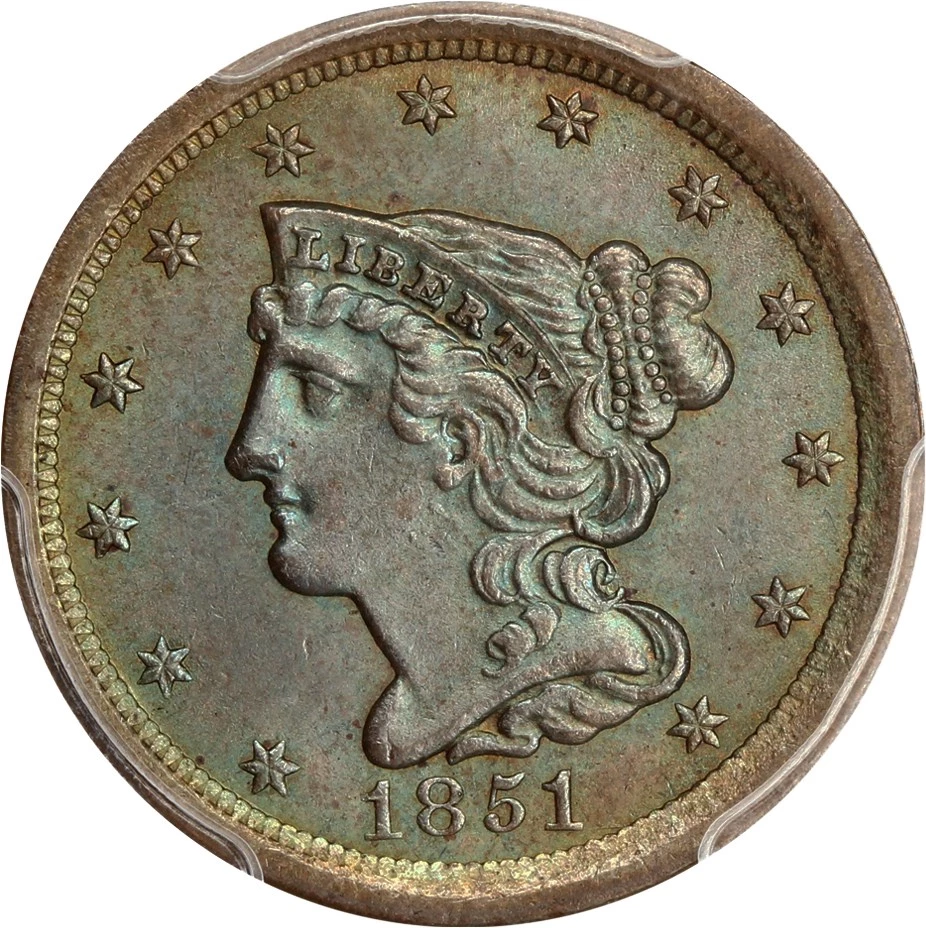 1851 Braided Hair Half Penny Values & Prices