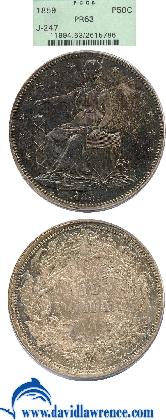 image for: 1859 Pattern 50c (J-247) PCGS Proof 63 