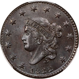 image for: 1822 1c PCGS/CAC MS65 BN