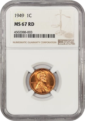 image for: 1949 1c NGC MS67 RD