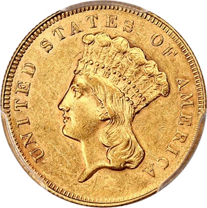 image for: 1866 $3 PCGS AU53