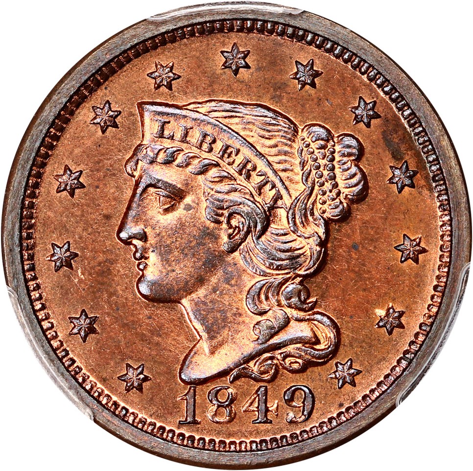 image for: 1849 1c PCGS/CAC PR64+ RB