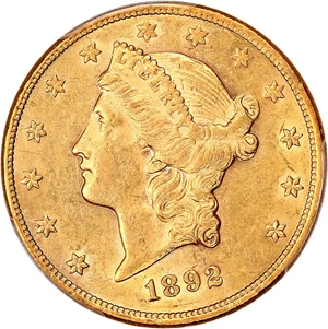 image for: 1892-CC $20 PCGS AU55