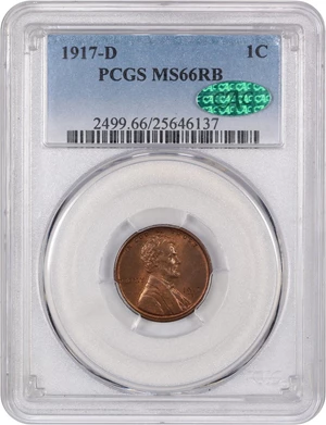 image for: 1917-D 1c PCGS/CAC MS66 RB