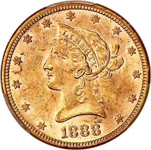 image for: 1888 $10 PCGS MS62