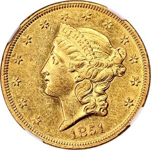 image for: 1851 $20 NGC AU55
