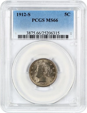 image for: 1912-S 5c PCGS MS66