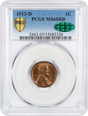 image for: 1913-D 1c PCGS/CAC MS65 RB
