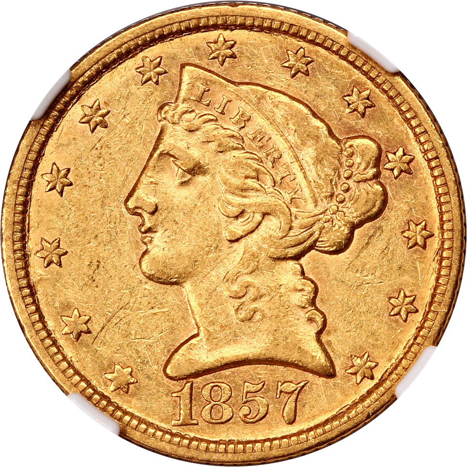 image for: 1857-C $5 NGC AU53