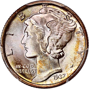 image for: 1937-D 10c PCGS MS68 FB