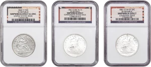 image for: SS Republic Shipwreck Civil War Half Dollar Set (3 Coins: 60-O, 61-O CSA, 61-O LA) NGC Shipwreck Effect