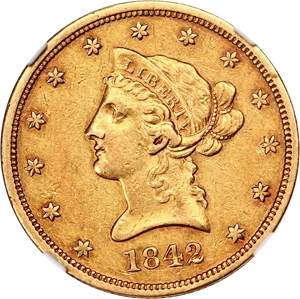 image for: 1842 $10 NGC AU50 (Large Date)