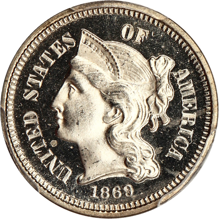 image for: 1869 3cN PCGS Proof 65 DCAM