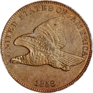 image for: 1856 Flying Eagle 1c PCGS MS63 (OGH Rattler Holder)