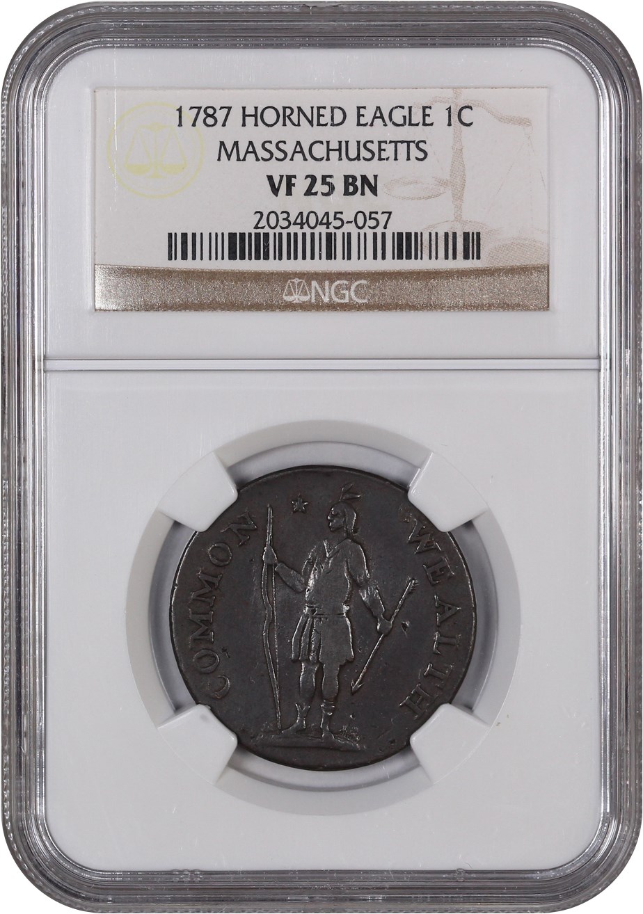 image for: 1787 Massachusetts Cent NGC VF25 BN (Horned Eagle)